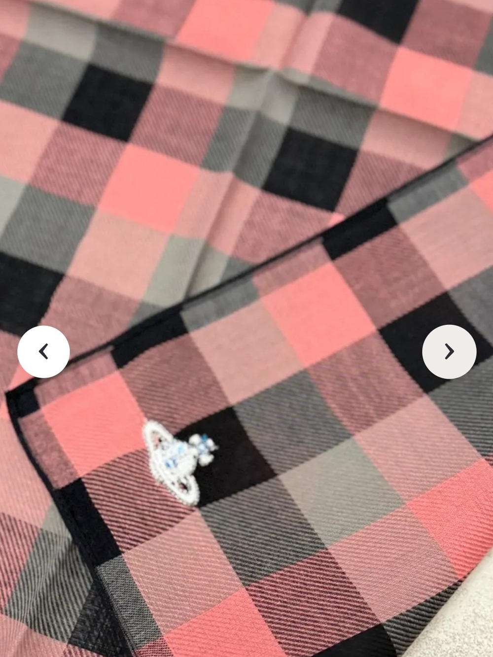 Vivienne Westwood EUC! Check Plaid Square Scarf with Orb Embroidered Logo - Picture 2 of 5